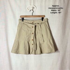 Banana Republic Petite 12 Khaki Button Front Flounce A-Line Casual Skirt